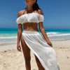 0001652 boho skirt in white with slit on both sides