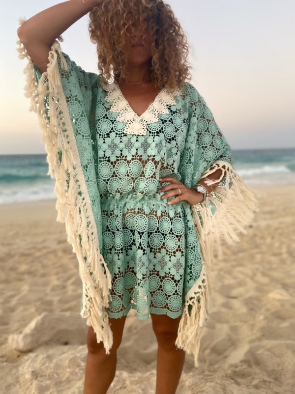 0002560 beach cover up in mint green