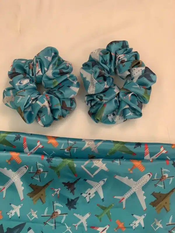 Carnival of planes satin scrunchies