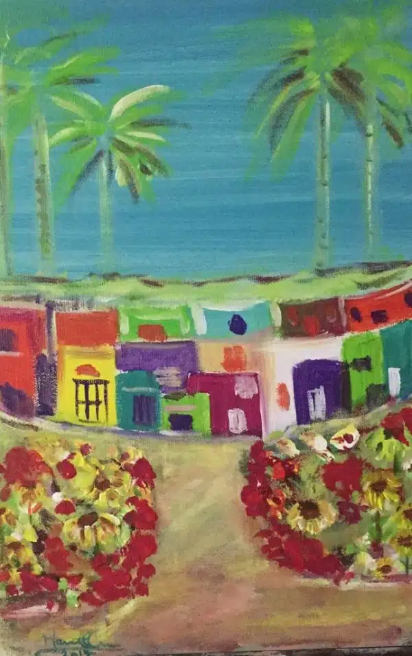 Happy homes- 68/64- acrylic on canvas - framed