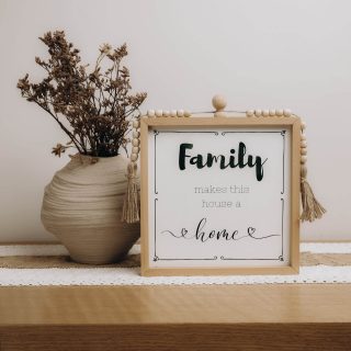 Family Beaded Wood Frame