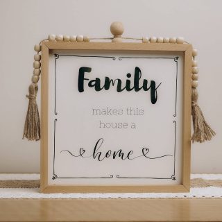 Family Beaded Wood Frame