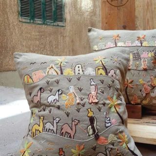 falahy gray beige cotton cushion