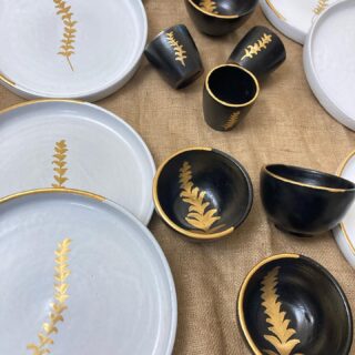 Unique painted plate with gold