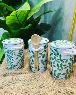 hand painted jars with lids