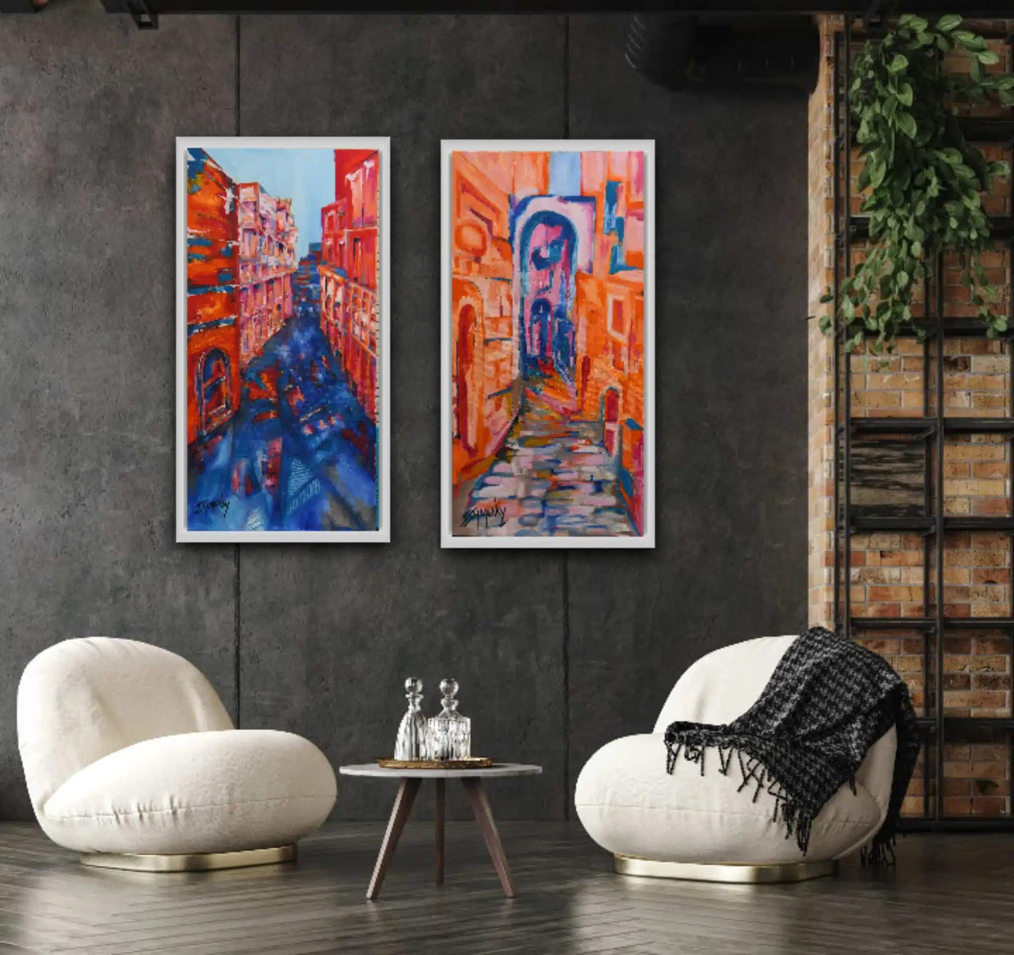 DOWNTOWN CORRIDORS OIL PAINTING 3 Downtown Paths & Downtown corridors