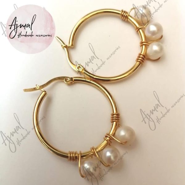 Elegant 18K Gold Plated Earrings with Natural Pearl Stones