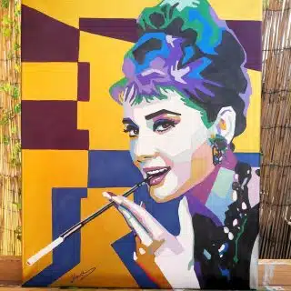 pop art painting of audrey hepburn