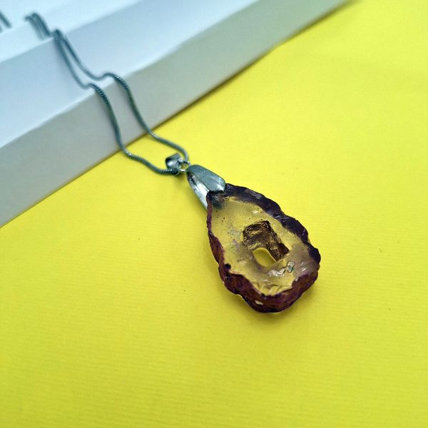 small faux stone resin necklace pink and clear