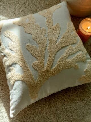 Machine embroidered cushion cover.