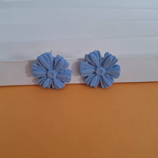 polymer clay light blue flower studs earrings