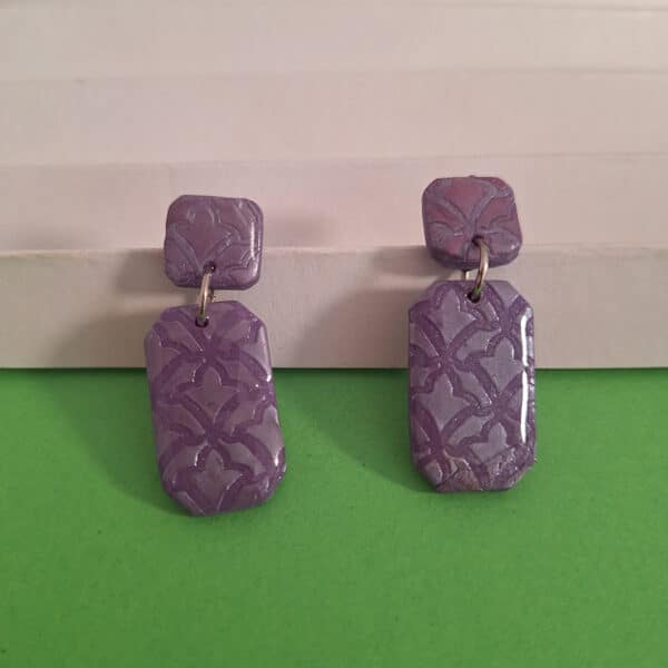 oriental polymer clay earrings purple