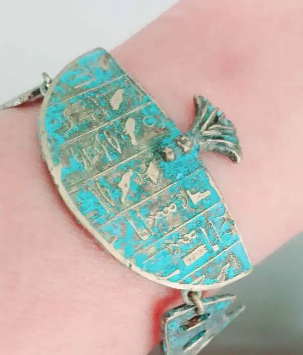 Bluerust hieroglyphics adjustable cuff