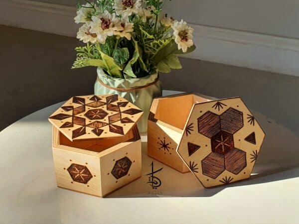 Hexagon Wooden Box Ramadan Jewelry