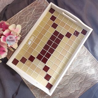 brown mosaic tray handmade