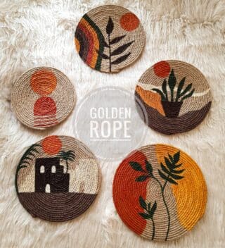 Golden rope hand painted jute plates