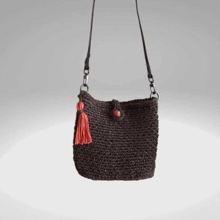 Crossbody brown jute bag