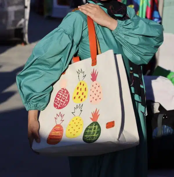 Hand painted group of pineapple Bag