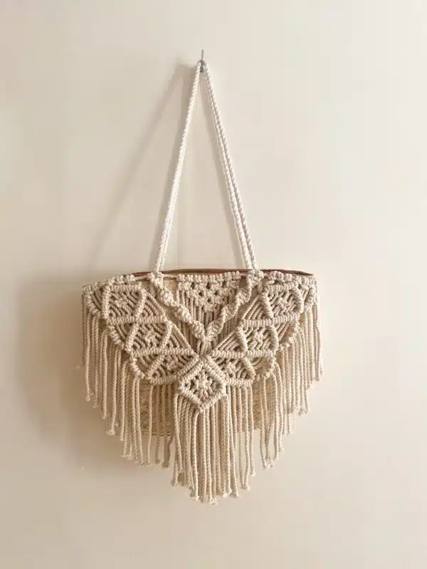 macrame straw bag, Summer straw bag , macrame sea bag