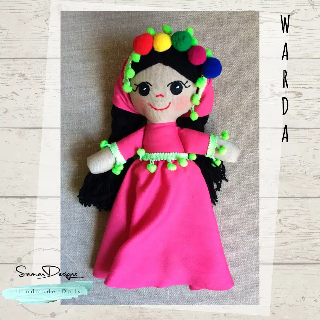 Egyptian folkloric handmade soft doll “Warda” 1 Egyptian folkloric handmade soft doll “Warda”