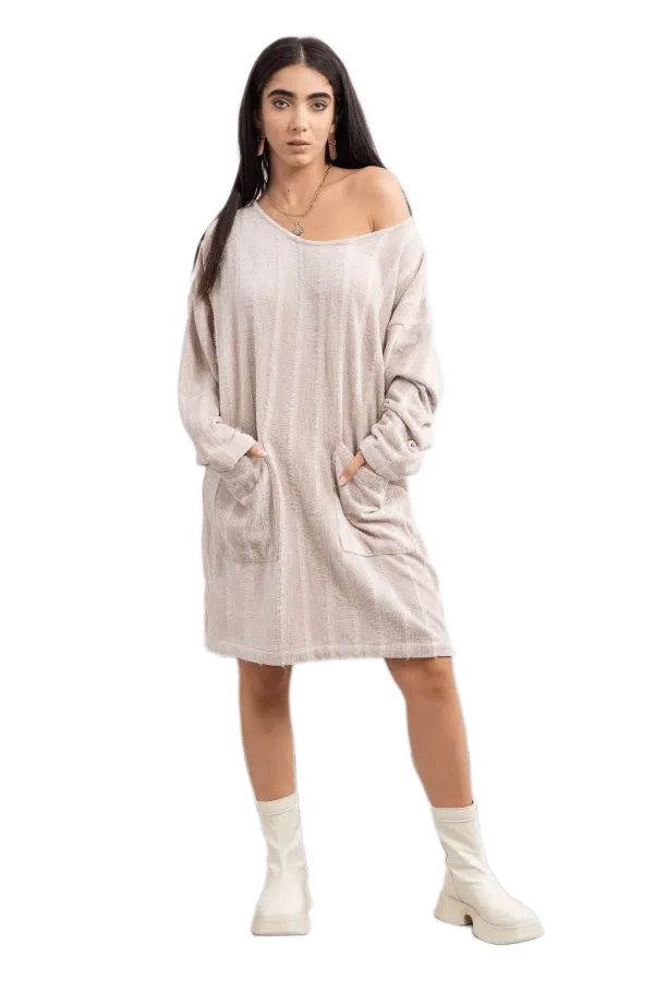 Knitted oversized dress - Beige