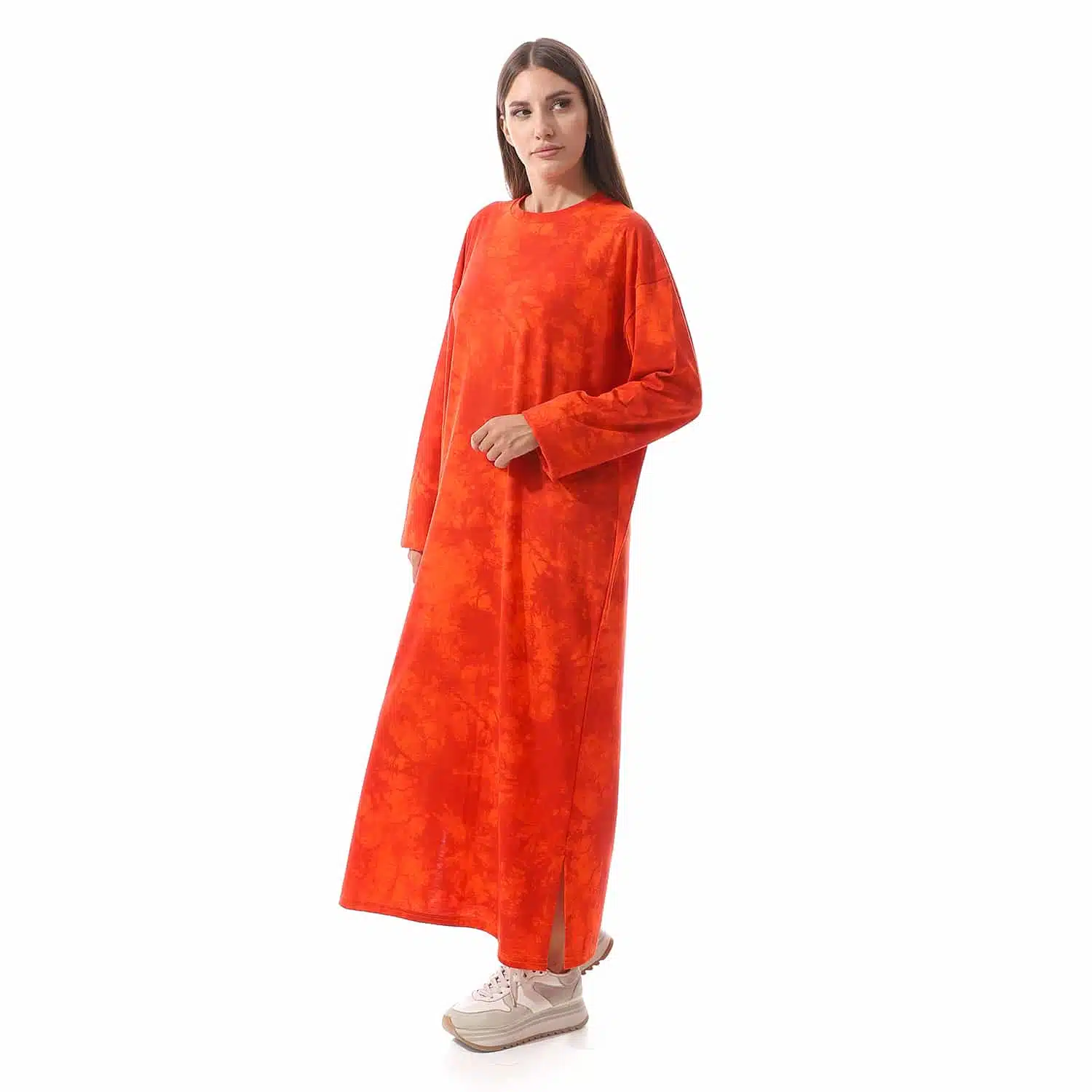 Tie-dye Orange Shirt dress Long sleeved 2 AZ 12 5 W 5 2