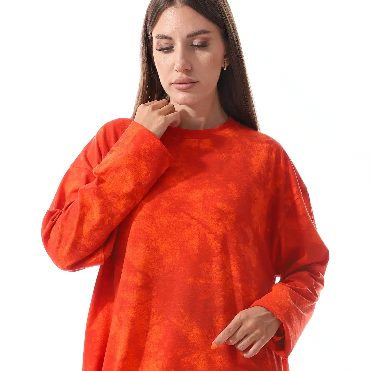 Tie-dye Orange Shirt dress Long sleeved 4 AZ 12 5 W 5 4