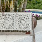 Clutch/cross bag with crochet applique