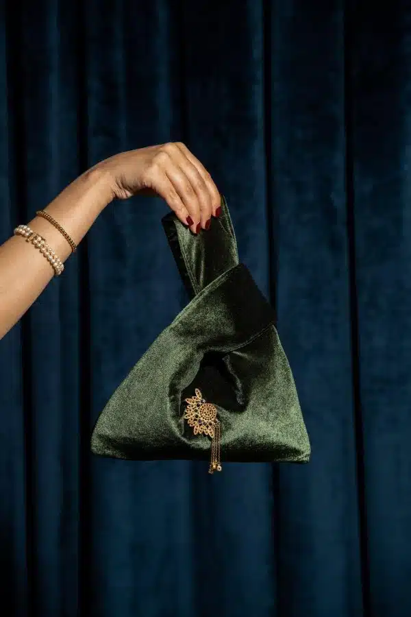 Olive Green Japanese Knot Wristbag