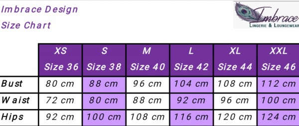 Chart of sizes