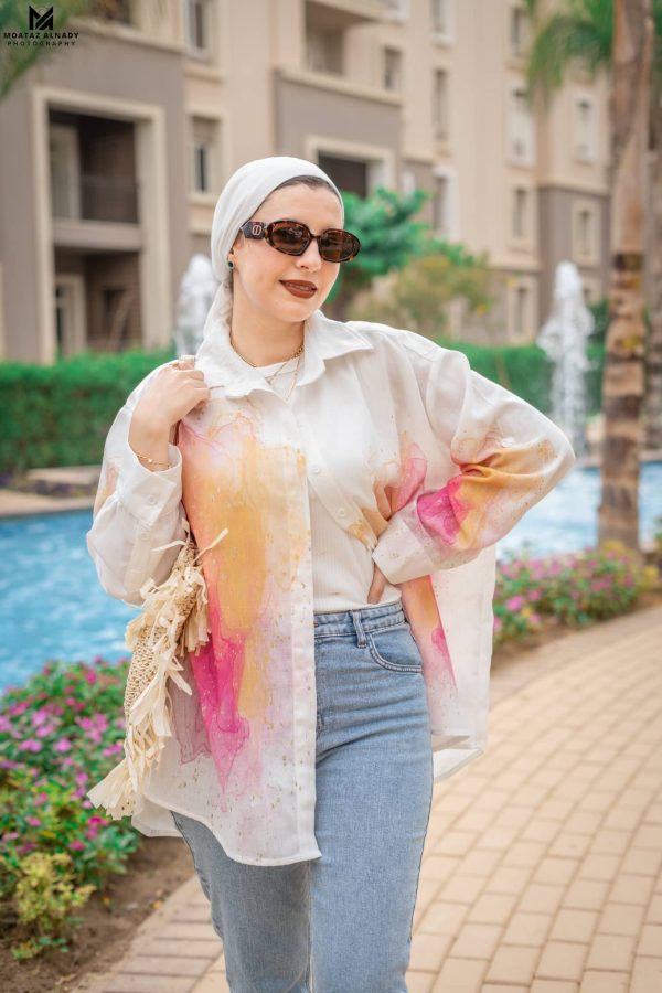 sleeved modest linen shirt