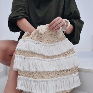 Boho fringes beach straw bag