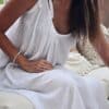 White crinkled cotton beach dress