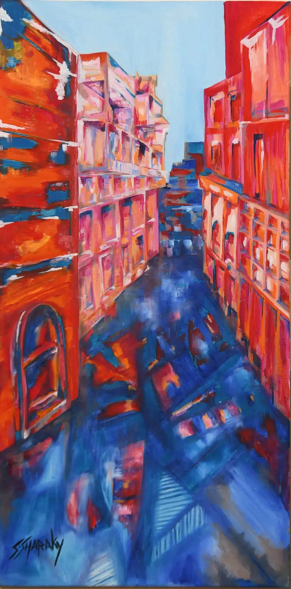 DOWNTOWN CORRIDORS OIL PAINTING 1 DOWNTOWN CORRIDORS