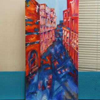 Downtown Corridors Oil Painting