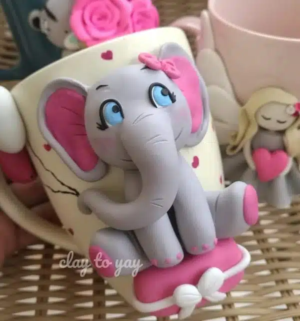 Elephant with balloons mug