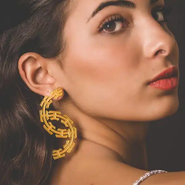 plum twist double earrings copper