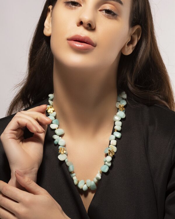 Flowery Necklace With Green Amazonite Stones SZN212.4