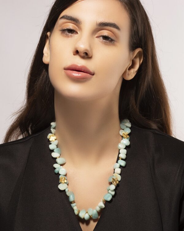 Flowery Necklace With Green Amazonite Stones SZN212.5