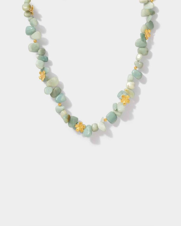 Flowery Necklace With Green Amazonite Stones SZN212.6