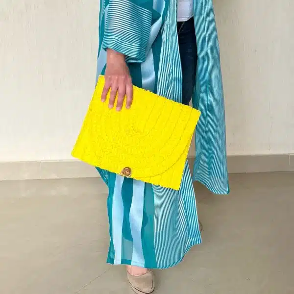Yellow straw clutch