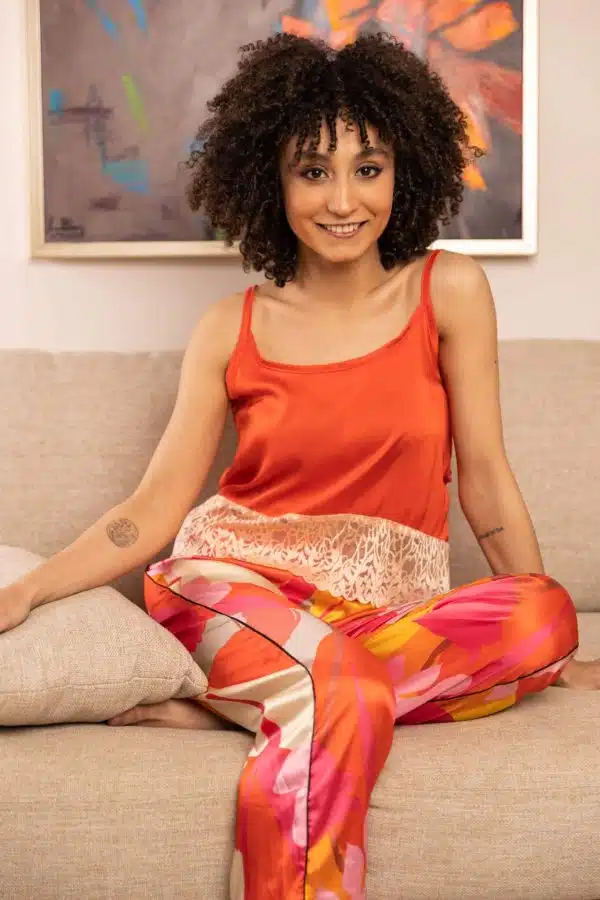 Ivelle in Orange Pajama Set