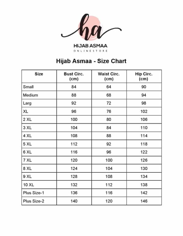 HA Size Chart E page 001
