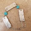 Hammered 3 rectangles woth turquoise stones in between 1