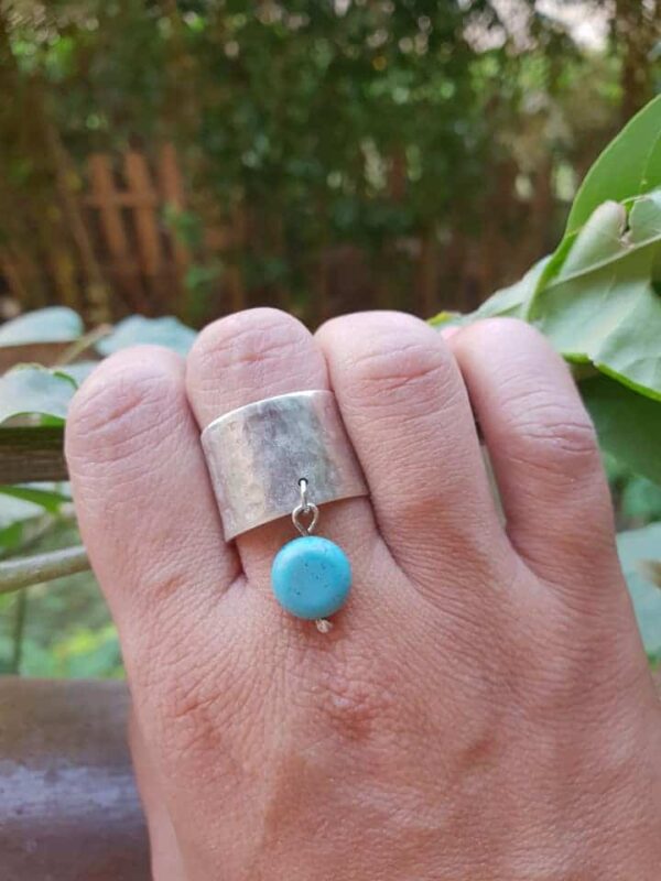 Hammered with dangling turquoise stone 3