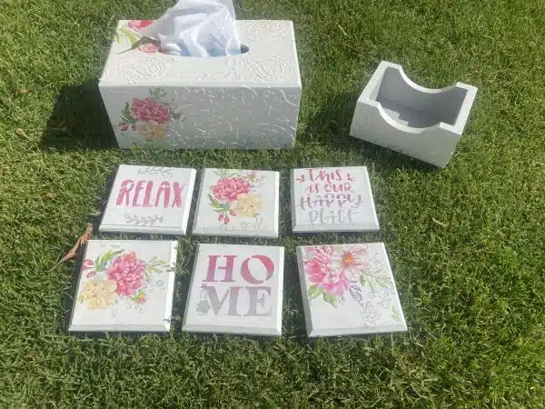 Paisley Fleuri Set Tissue box & Coasters