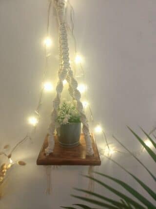 Macrame & wooden wall plant Holder