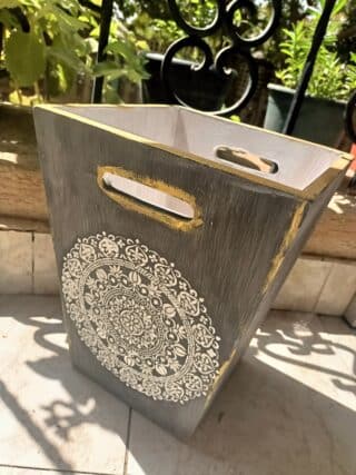 Wooden Basket with stencil printing