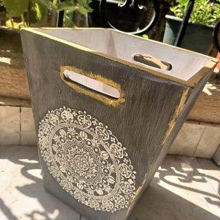 Wooden Basket with stencil printing