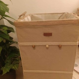 Boho linen Laundry basket